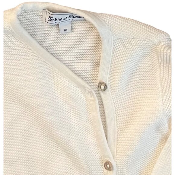 $125 New? Tartine Et Chocolat 1A 12 M Ivory Knit Jumpsuit Romper Boy Girl Cream - Picture 5 of 6